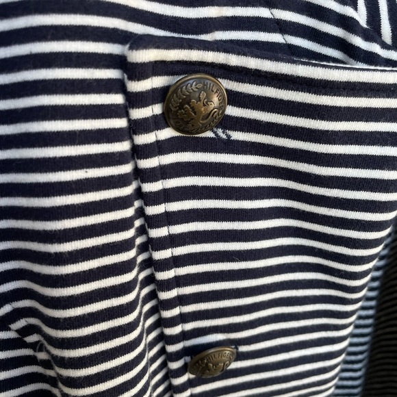 Tommy Hilfiger Women's Navy and White Striped Blazer Sz Medium - Picture 5 of 6